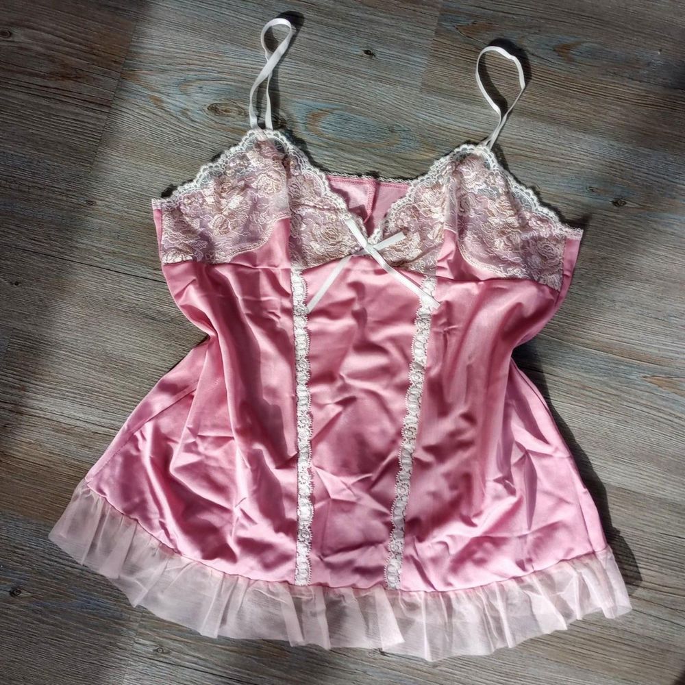 Pink Floral Lace Japanese Coquette Camisole